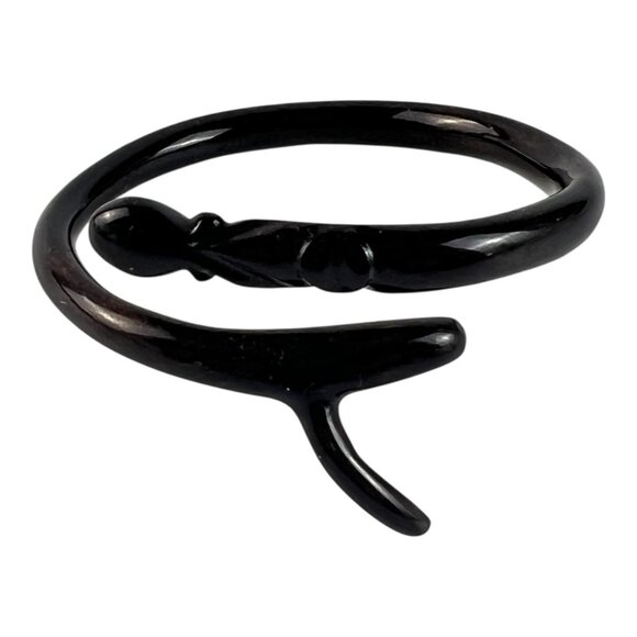 Vintage Hawaiian Black Coral Wraparound Snake Bangle Bracelet XS